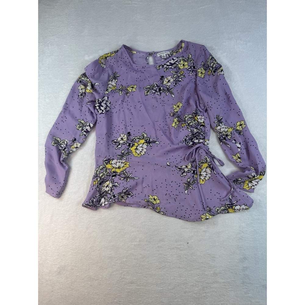 Ophelia Roe Woman's Purple Floral Small Side Zip Keyhole Asymmetrical Hem Career